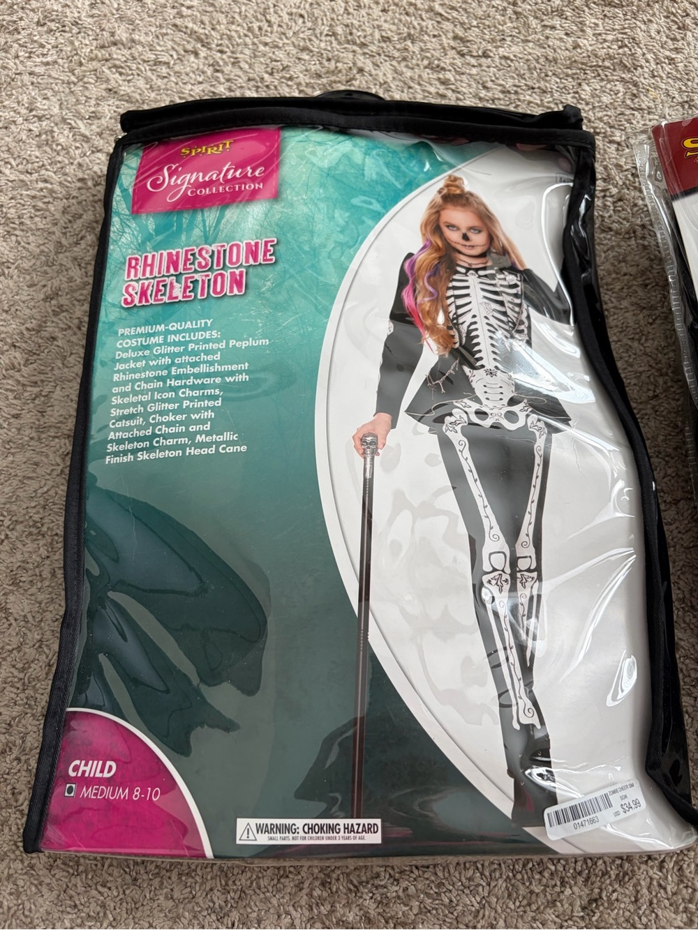 Signature Collection Kids Rhinestone Skeleton Costume - Black & White
